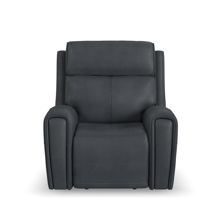 Warren Leather Power Recliner with Power Headrest &amp; Lumbar in True Navy