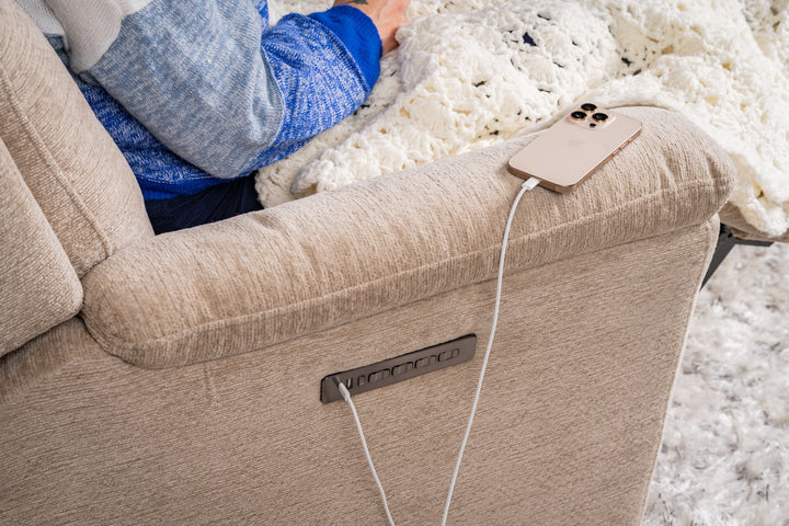 Sophisticated Power Swivel Gliding Recliner With Power Headrest &amp; Lumbar Oat