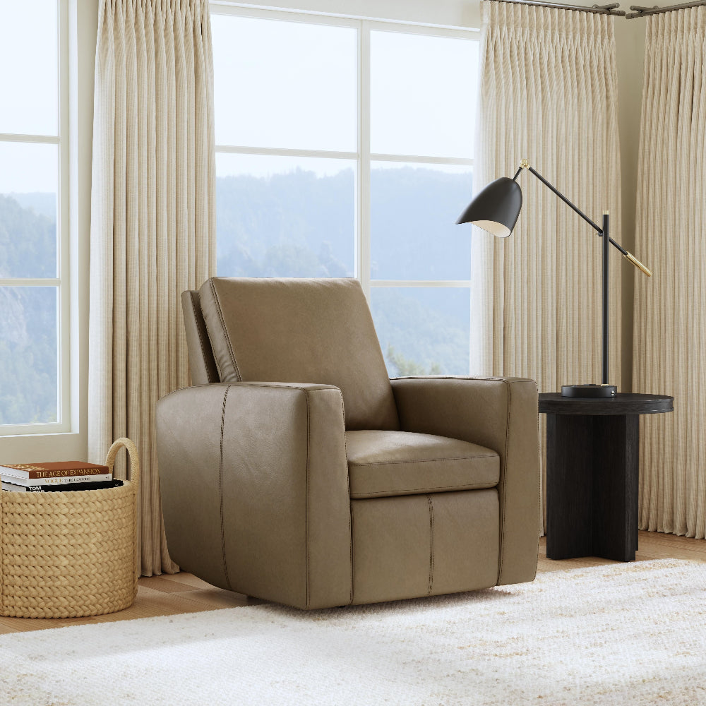 Aria Leather Power Recliner in Fawn