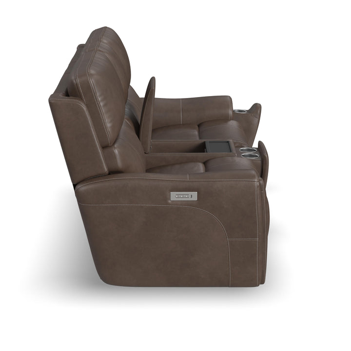 Carter Fabric Power Reclining Loveseat with Console &amp; Power Headrests &amp; Lumbar in Cappuccino