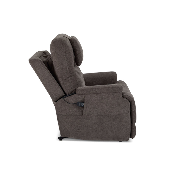 Zecliner Model 2+ Fabric Power Lift Sleep Recliner with Power Headrest, Lumbar, Heat &amp; Massage in Umber