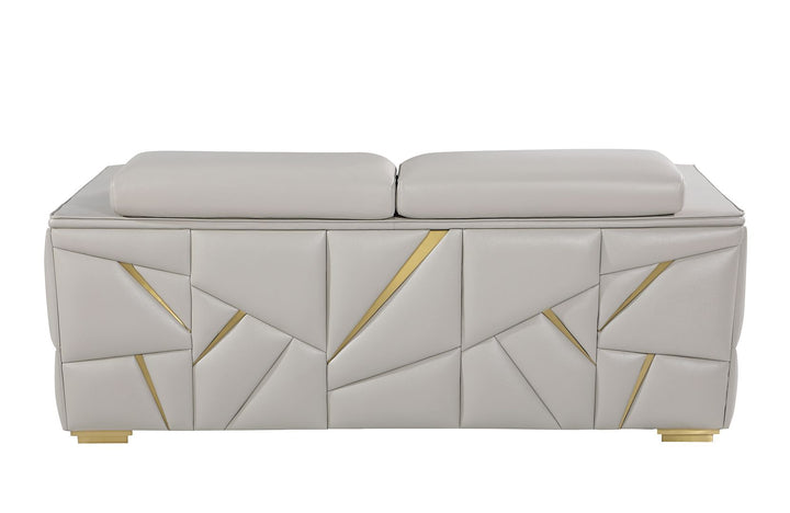DivanItalia 1120 Loveseat with Adjustable Headrest in Top-Grain Italian Leather - Light Gray