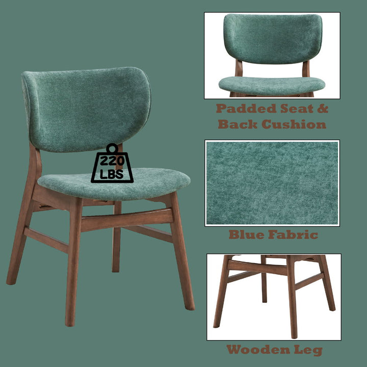 Bevis - Side Chair Set of 2) - Green Fabric & Walnut