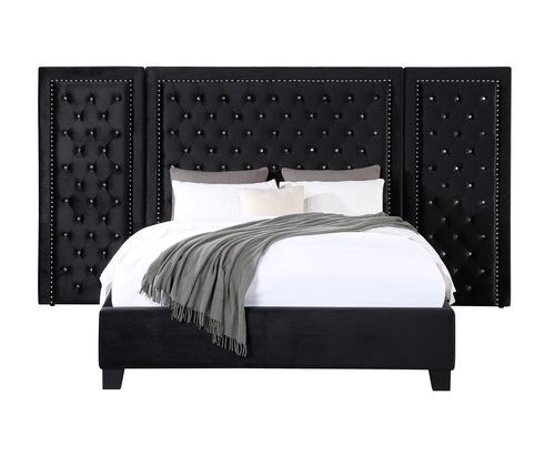 Damazy - Eastern King Bed - Black Velvet