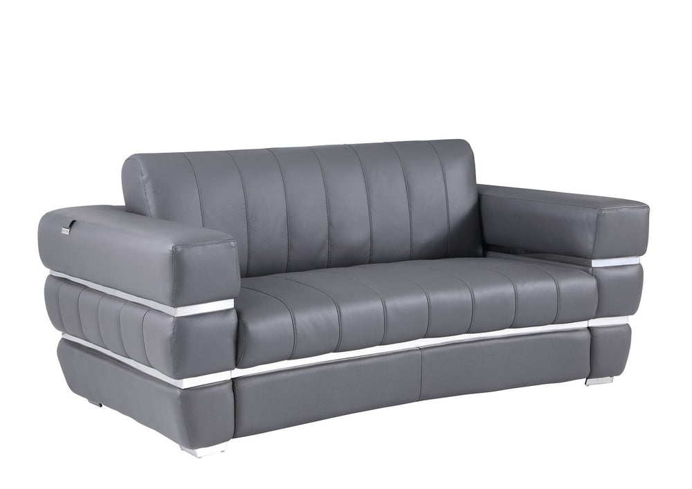 DivanItalia 904 Loveseat in Top-Grain Italian Leather - Dark Gray