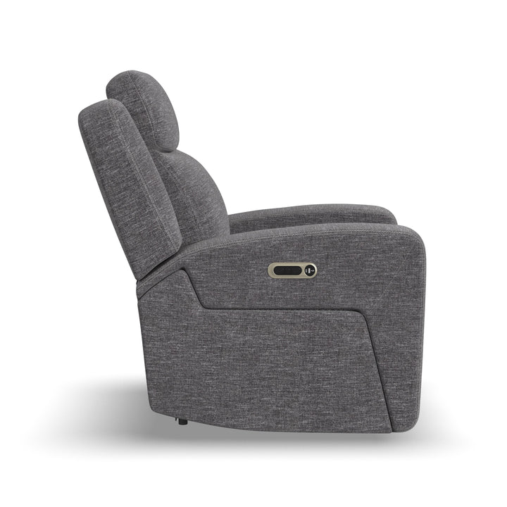 Ridge Fabric Power Recliner with Power Headrest in Granite