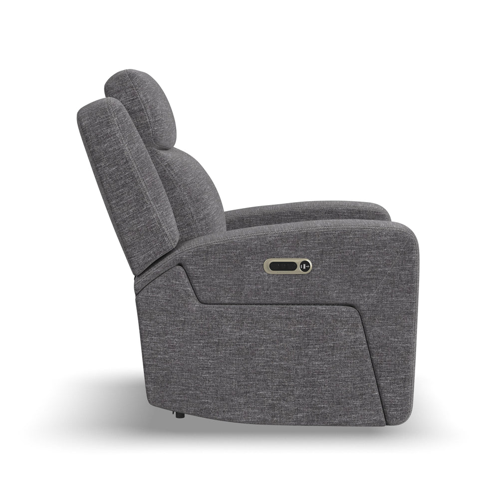 Ridge Fabric Power Recliner with Power Headrest in Granite