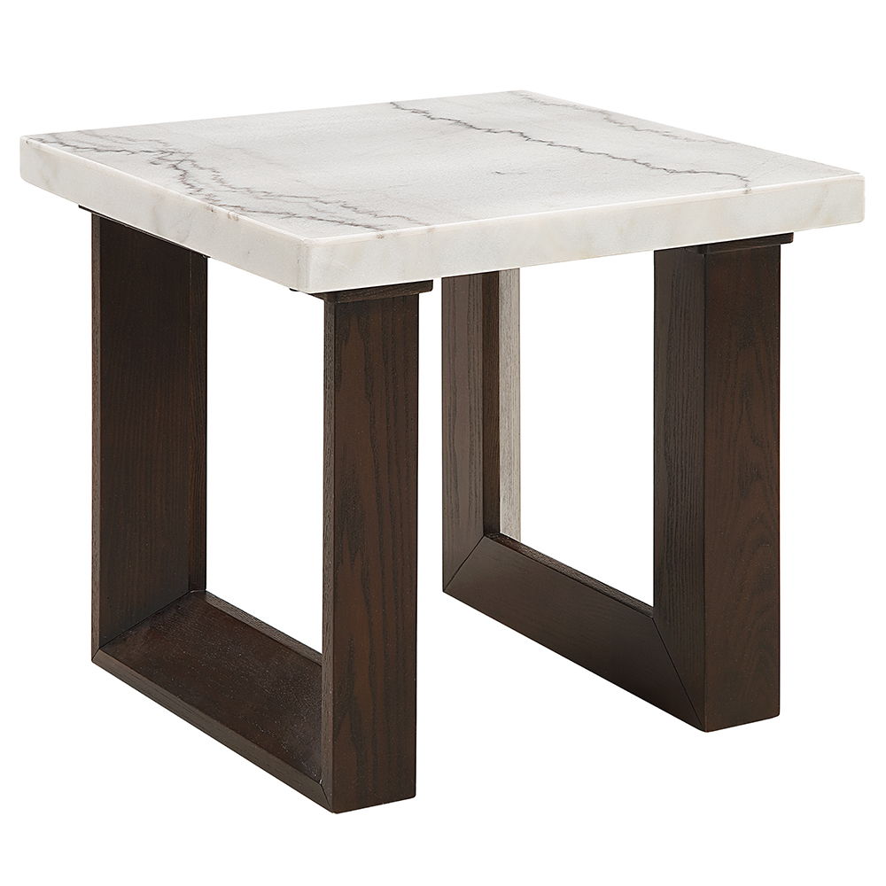 Edwyn - End Table With Marble Top - White Natural Marble Top & Brown