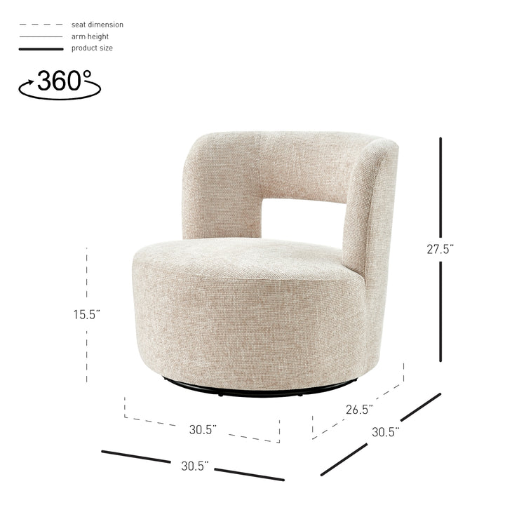Jazzlyn Chenille Swivel Accent Chair - Grenada Cream - view 2