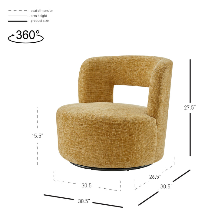 Jazzlyn Chenille Swivel Accent Chair - Grenada Mustard - view 2