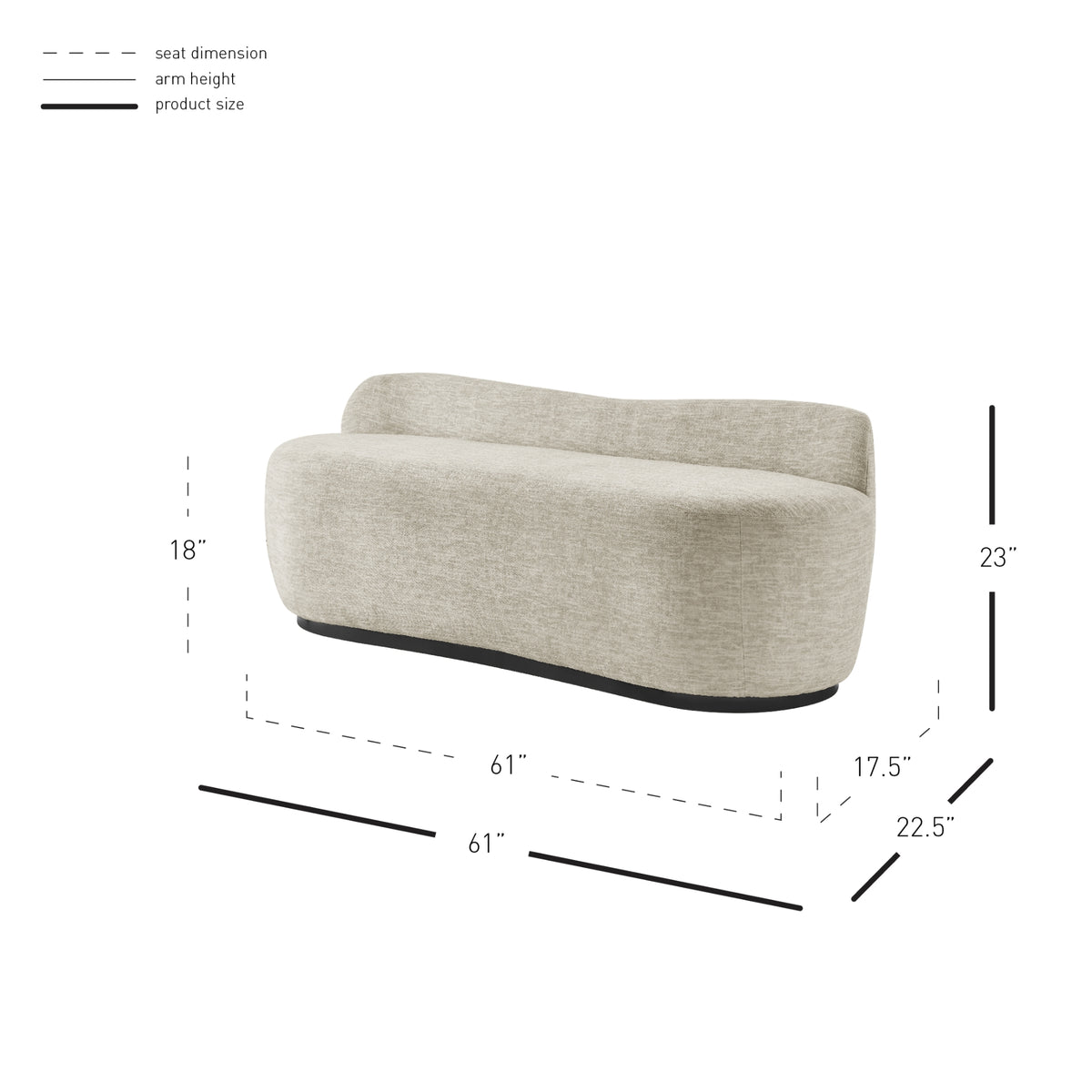 Mandy Fabric Bench - Pasadena Beige - view 2