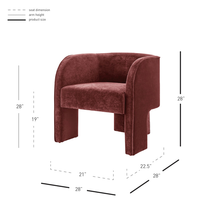 Matteo Velvet Accent Arm Chair - Dainty Maroon - view 2