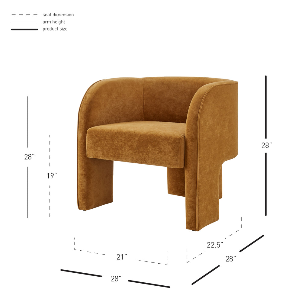 Matteo Velvet Accent Arm Chair - Dainty Caramel - view 2