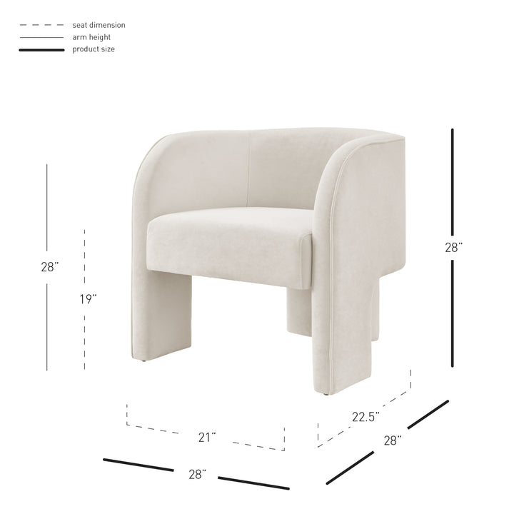 Matteo Velvet Accent Arm Chair - Dainty Cream - view 2