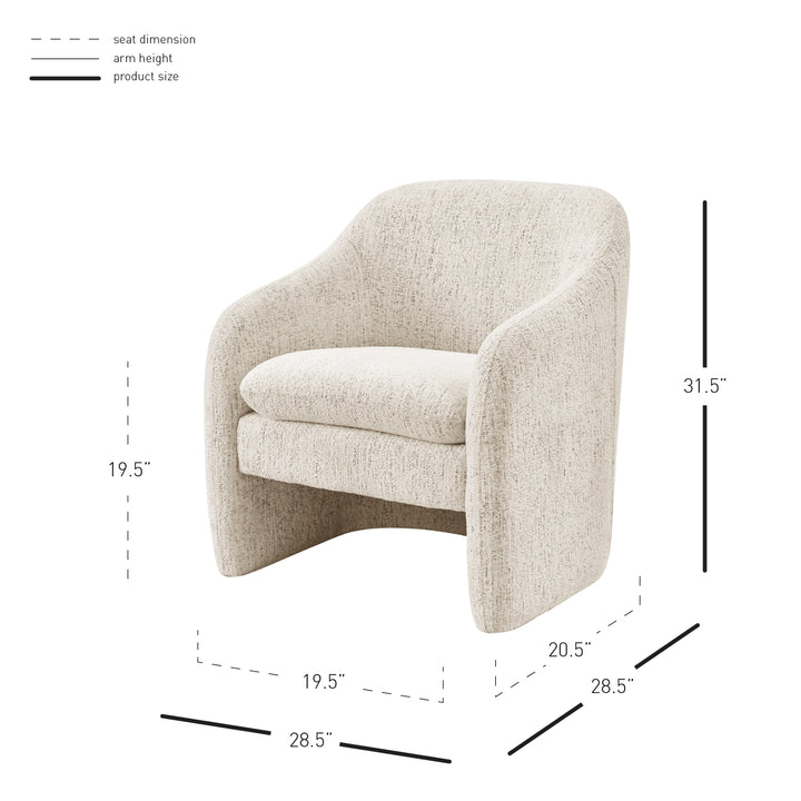 Zella Chenille Accent Arm Chair - Concord Cream - view 2