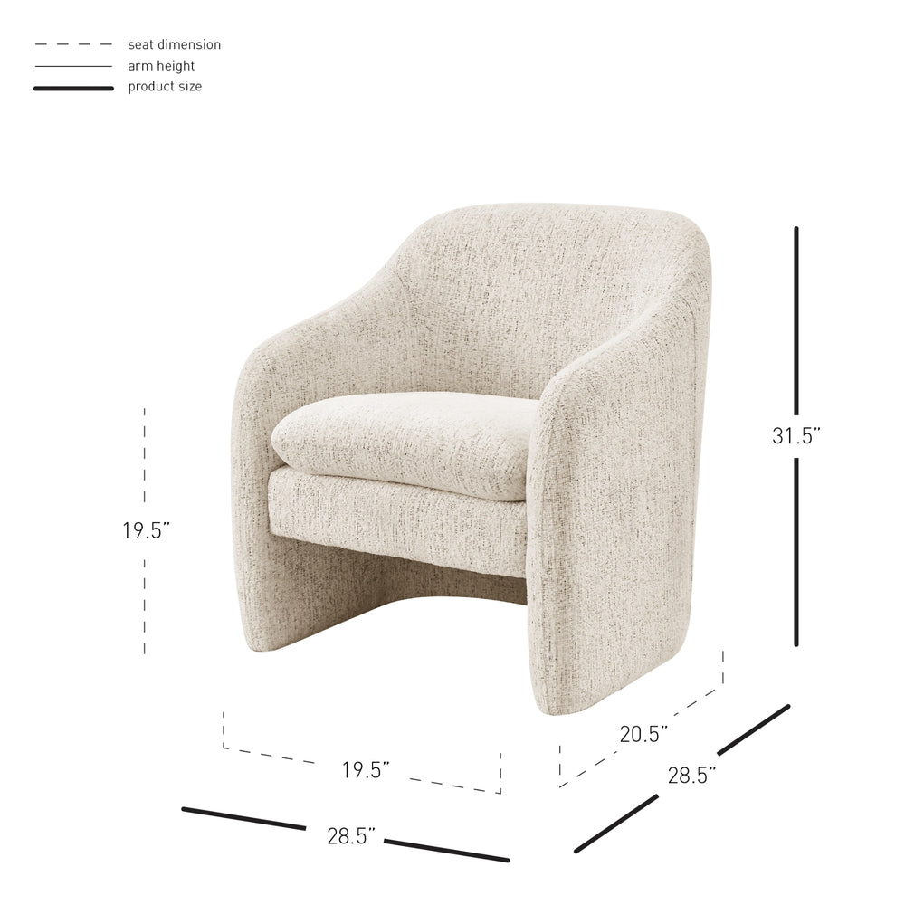 Zella Chenille Accent Arm Chair - Concord Cream - view 2