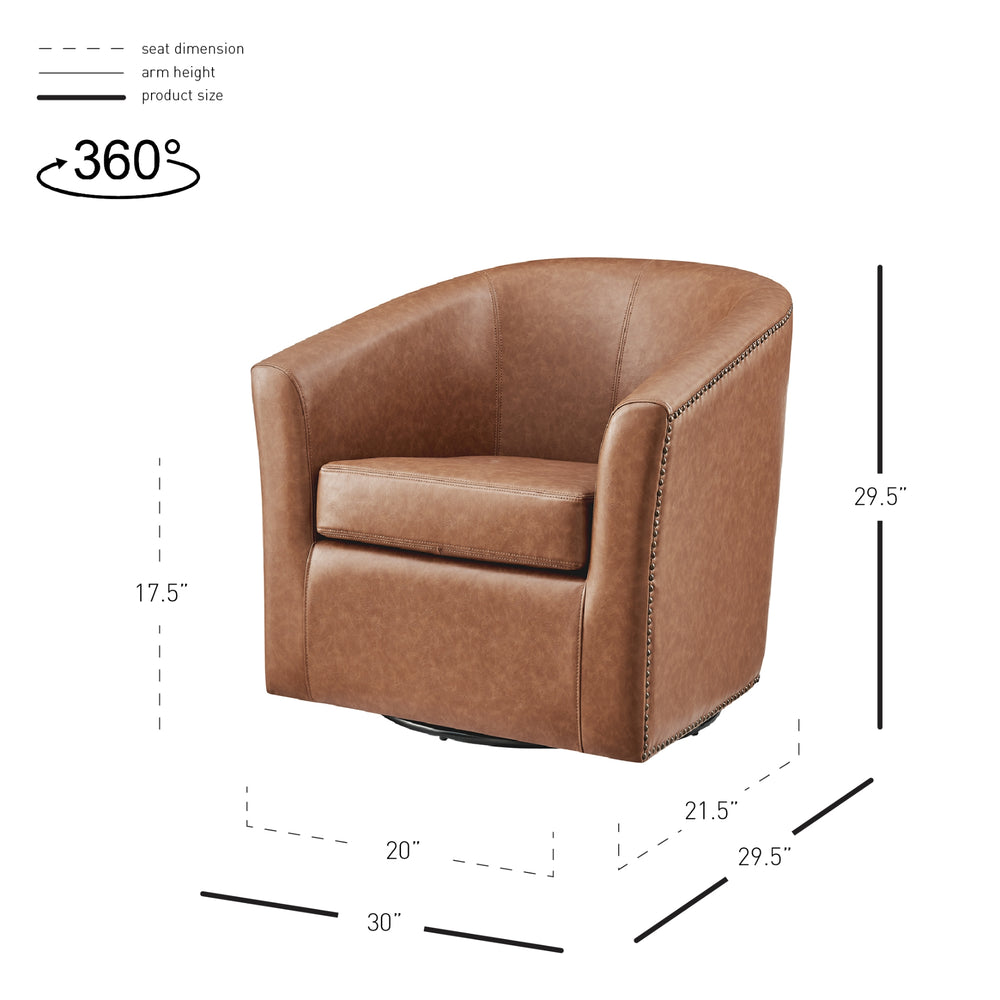 Ernest Faux Leather Swivel Accent Arm Chair - Vintage Cider - view 2