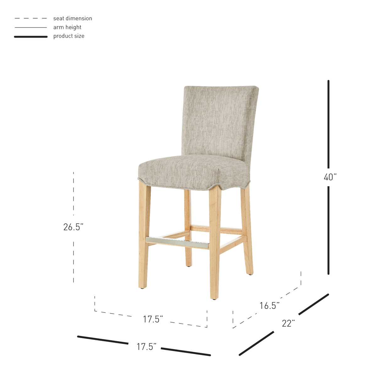 Milton Fabric Counter Stool - Pasadena Beige - view 2