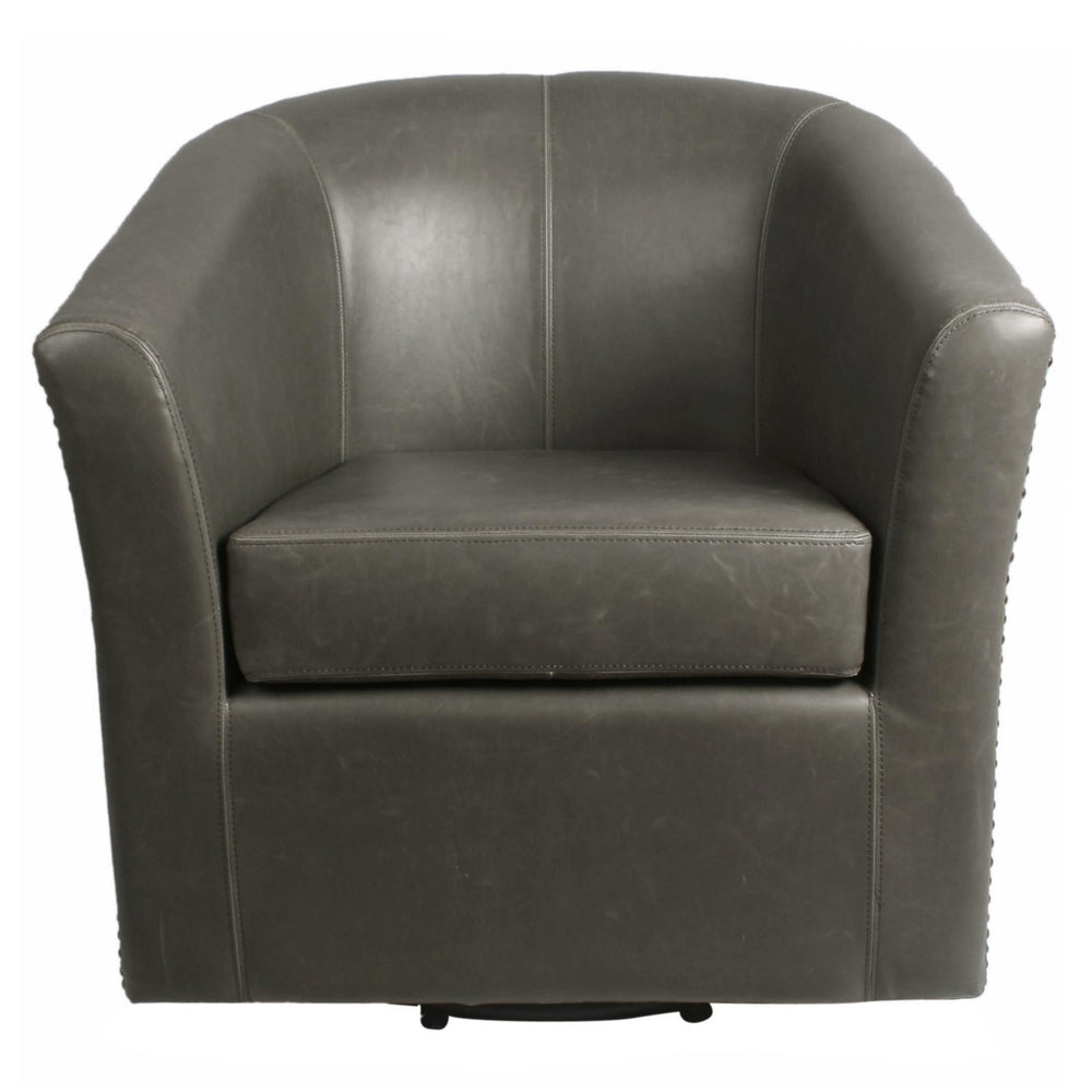 Ernest Bonded Leather Swivel Accent Arm Chair - Vintage Gray - view 3