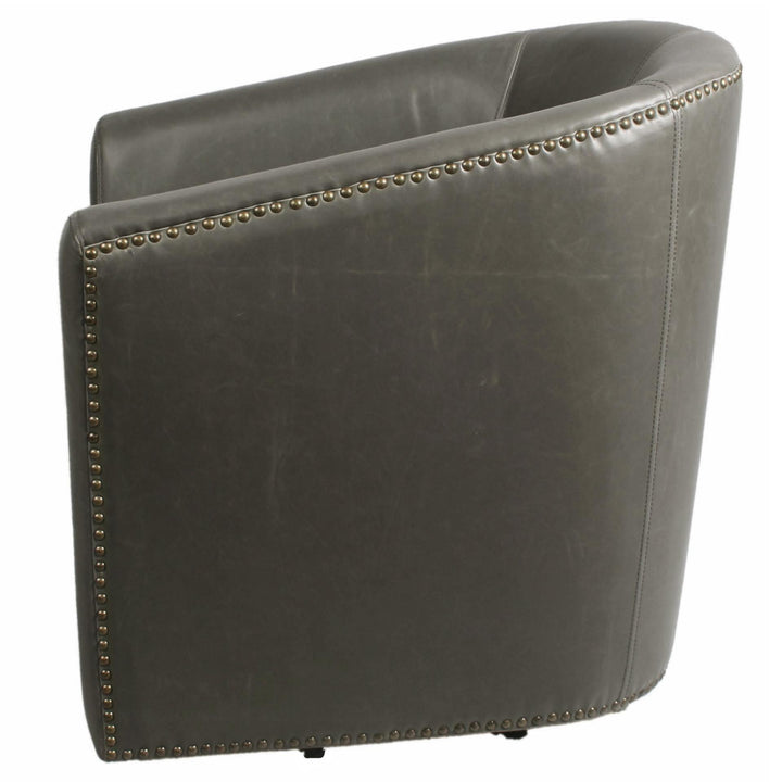 Ernest Bonded Leather Swivel Accent Arm Chair - Vintage Gray - view 4