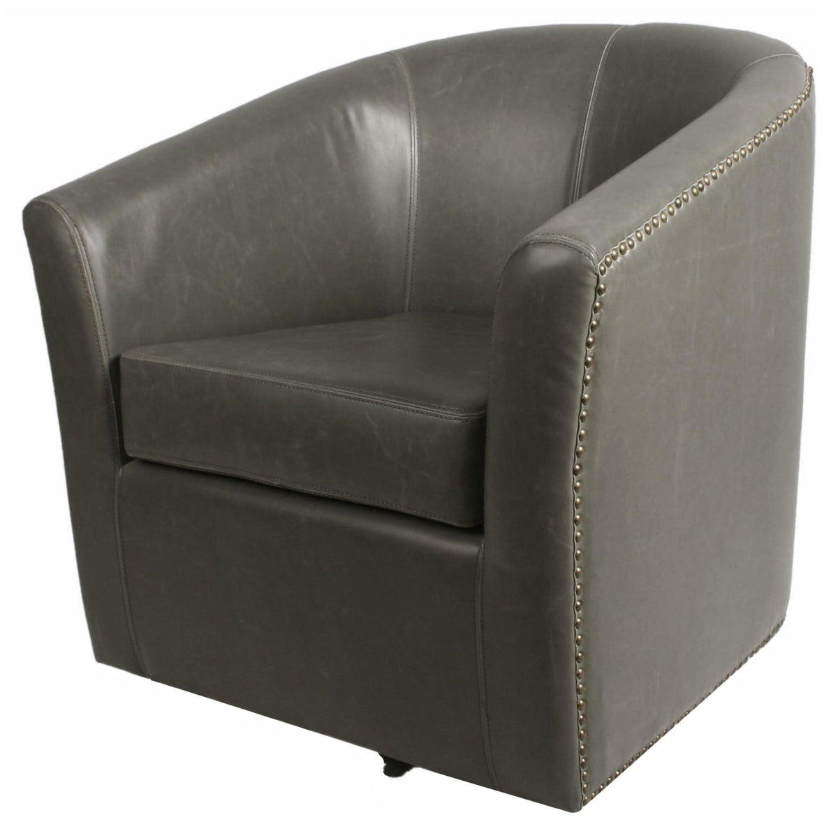 Ernest Bonded Leather Swivel Accent Arm Chair - Vintage Gray