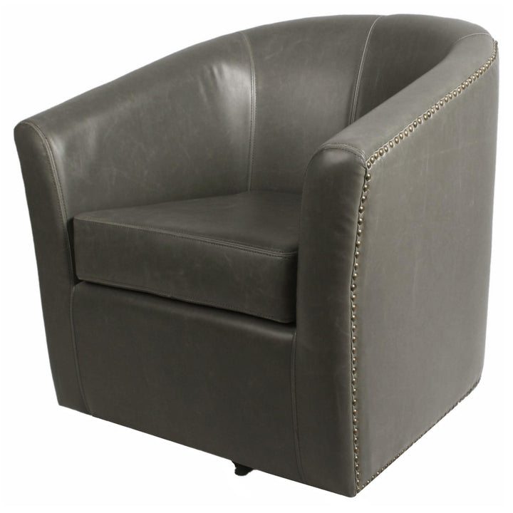 Ernest Bonded Leather Swivel Accent Arm Chair - Vintage Gray