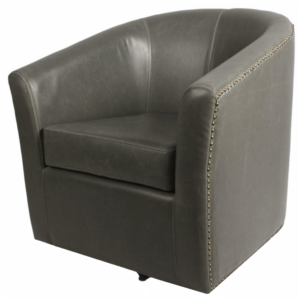 Ernest Bonded Leather Swivel Accent Arm Chair - Vintage Gray