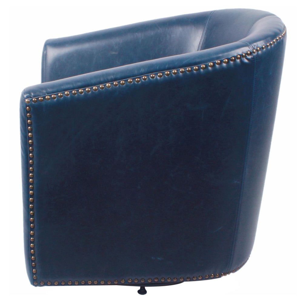 Ernest Bonded Leather Swivel Accent Arm Chair - Vintage Blue - view 5