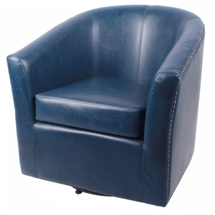 Ernest Bonded Leather Swivel Accent Arm Chair - Vintage Blue