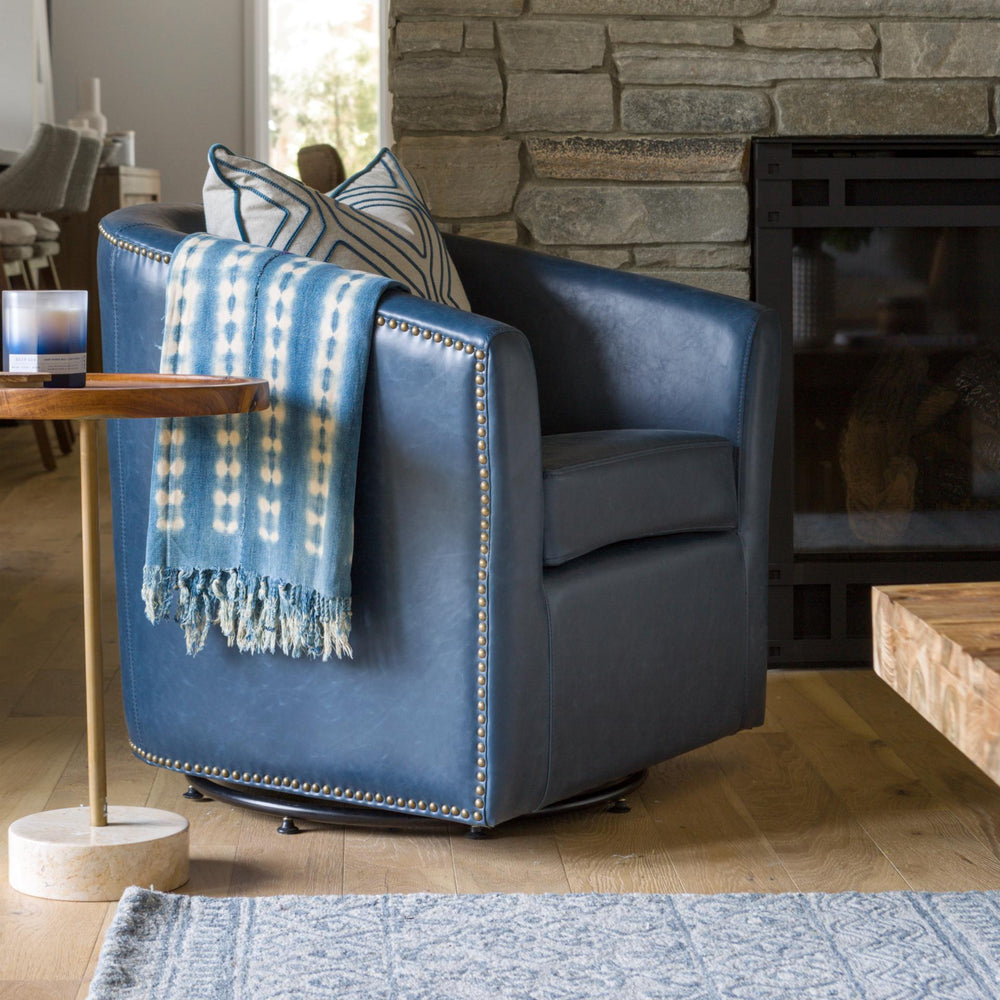 Ernest Bonded Leather Swivel Accent Arm Chair - Vintage Blue - view 3