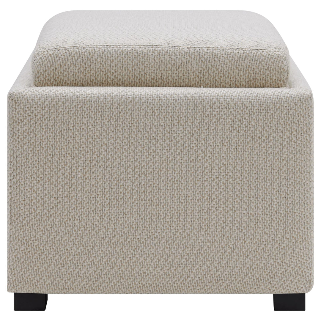 Cameron Fabric Square Storage Ottoman with Tray - Cardiff Cream - view 4