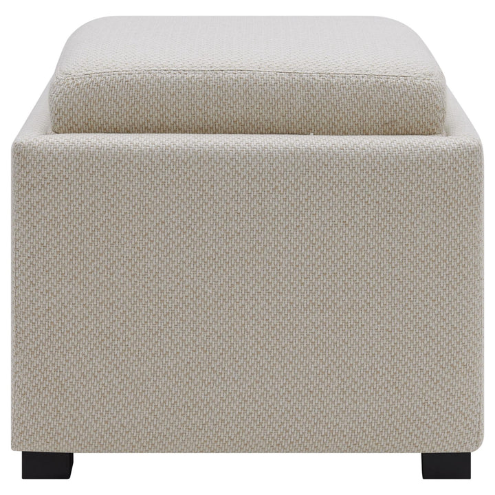 Cameron Fabric Square Storage Ottoman with Tray - Cardiff Cream - view 4