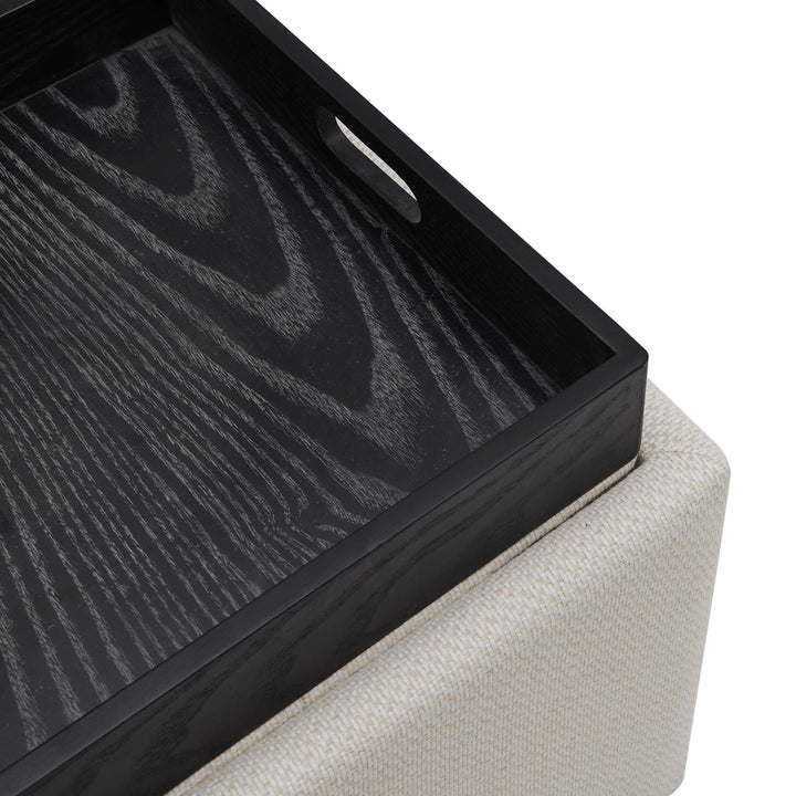 Cameron Fabric Square Storage Ottoman with Tray - Cardiff Cream - view 6