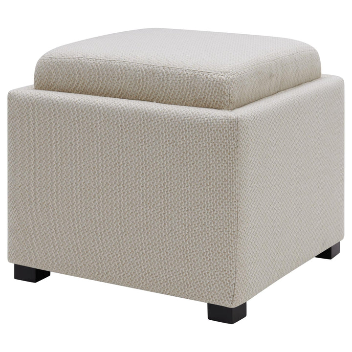 Cameron Fabric Square Storage Ottoman with Tray - Cardiff Cream