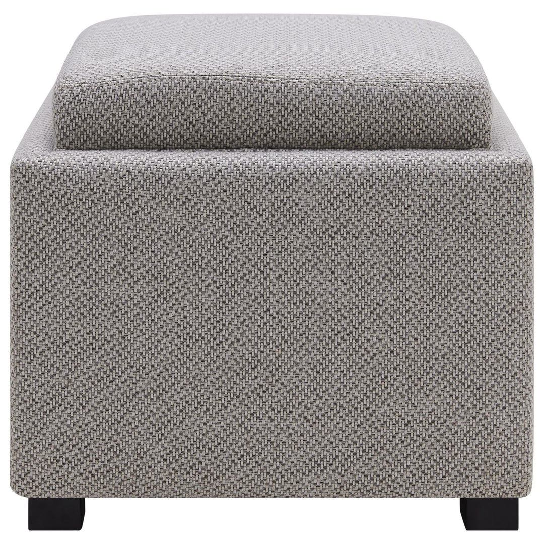 Cameron Fabric Square Storage Ottoman with Tray - Cardiff Gray - view 4