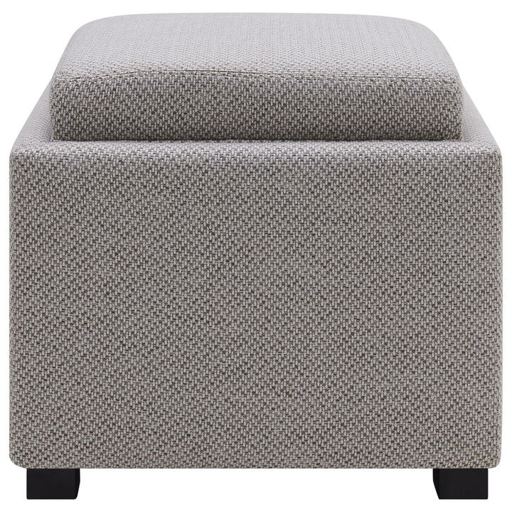 Cameron Fabric Square Storage Ottoman with Tray - Cardiff Gray - view 4