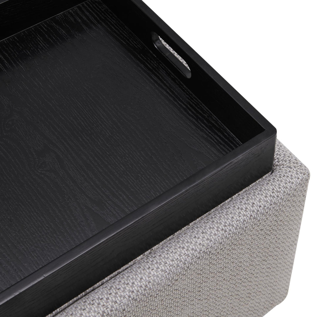 Cameron Fabric Square Storage Ottoman with Tray - Cardiff Gray - view 6