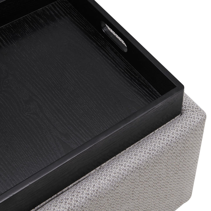 Cameron Fabric Square Storage Ottoman with Tray - Cardiff Gray - view 6