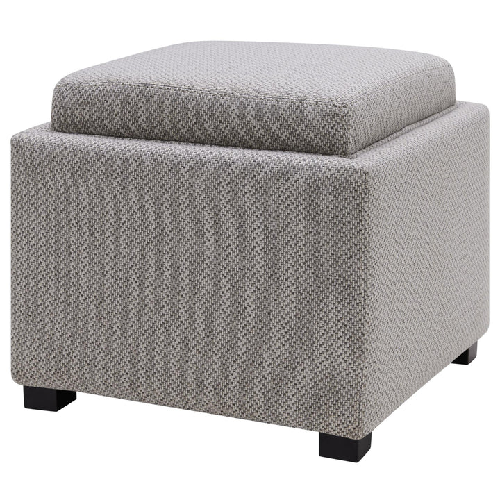 Cameron Fabric Square Storage Ottoman with Tray - Cardiff Gray