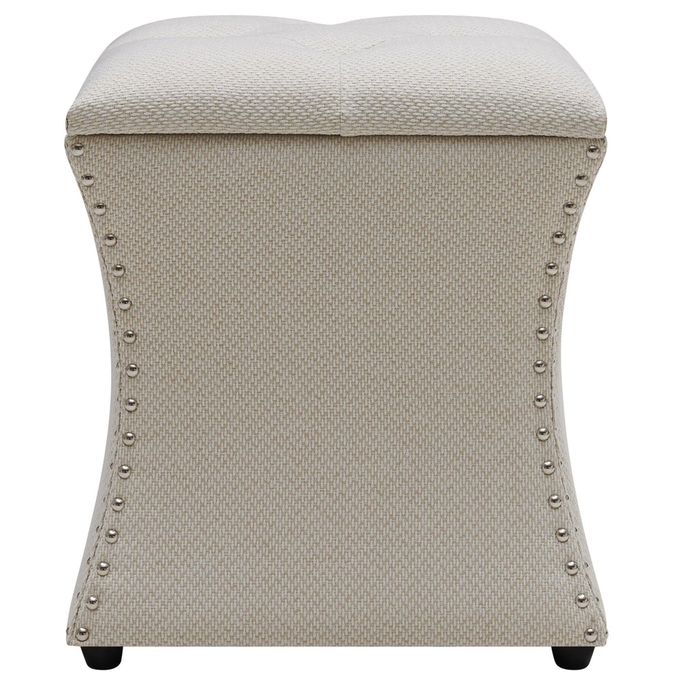 Amelia Fabric Nailhead Tufted Storage Ottoman - Cardiff Cream - view 4