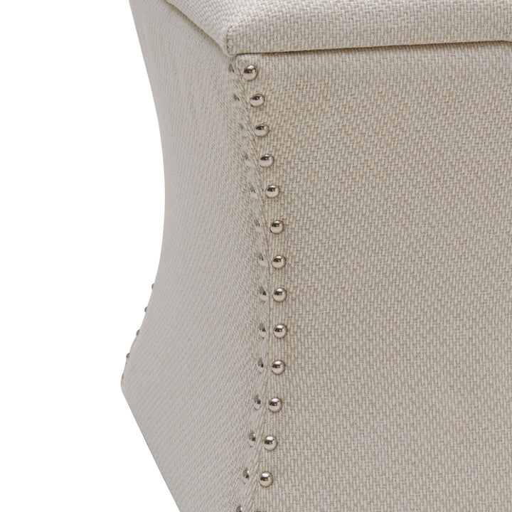 Amelia Fabric Nailhead Tufted Storage Ottoman - Cardiff Cream - view 5