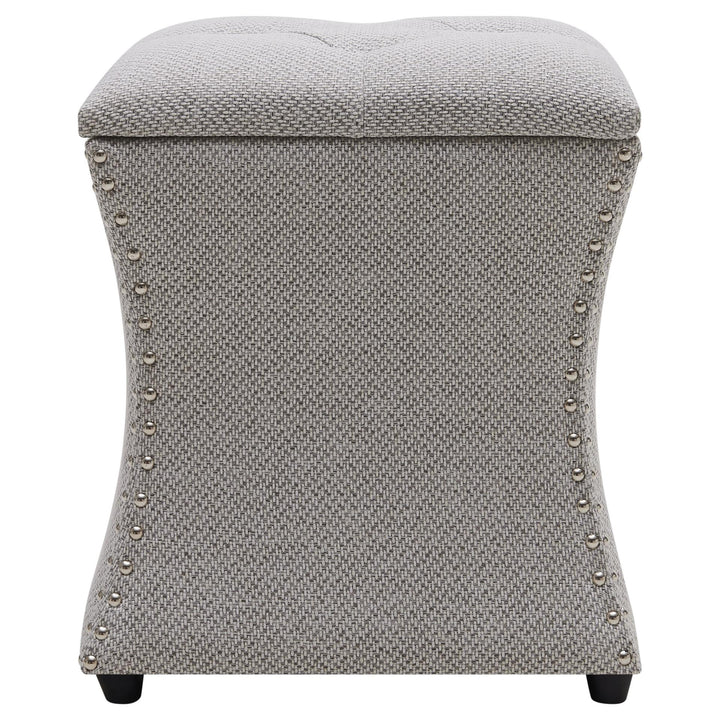 Amelia Fabric Nailhead Tufted Storage Ottoman - Cardiff Gray - view 4