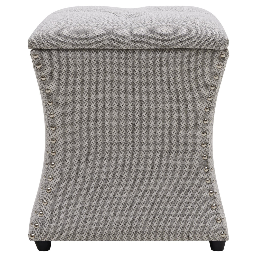Amelia Fabric Nailhead Tufted Storage Ottoman - Cardiff Gray - view 4
