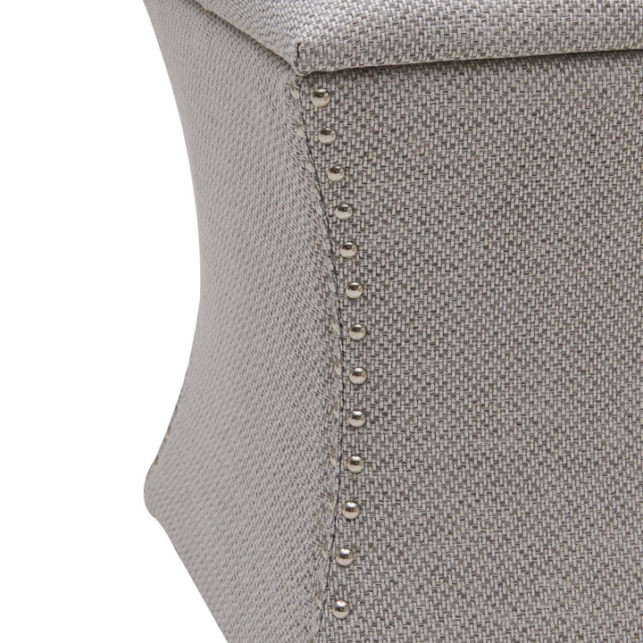 Amelia Fabric Nailhead Tufted Storage Ottoman - Cardiff Gray - view 5