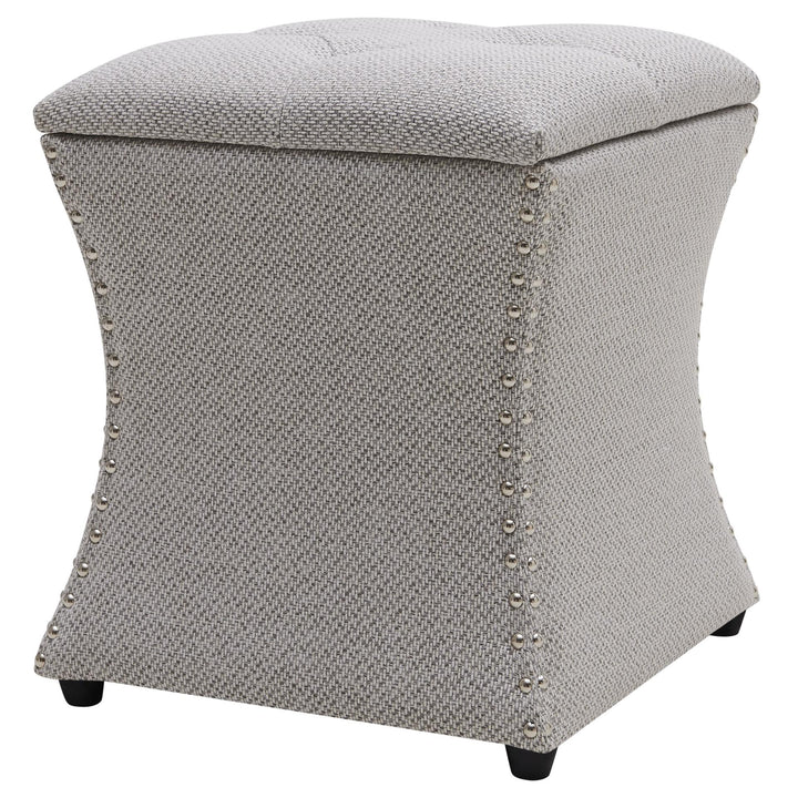 Amelia Fabric Nailhead Tufted Storage Ottoman - Cardiff Gray