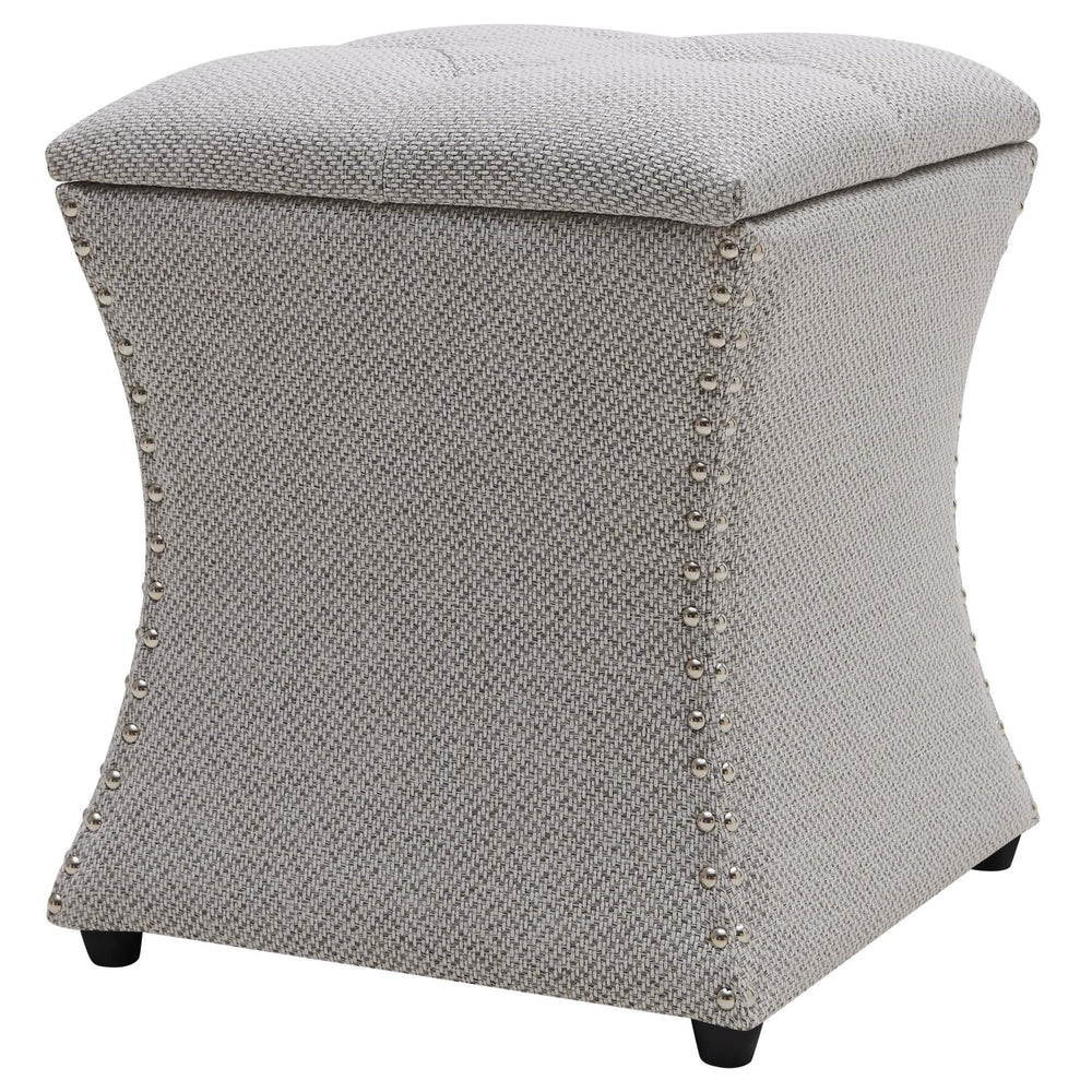 Amelia Fabric Nailhead Tufted Storage Ottoman - Cardiff Gray