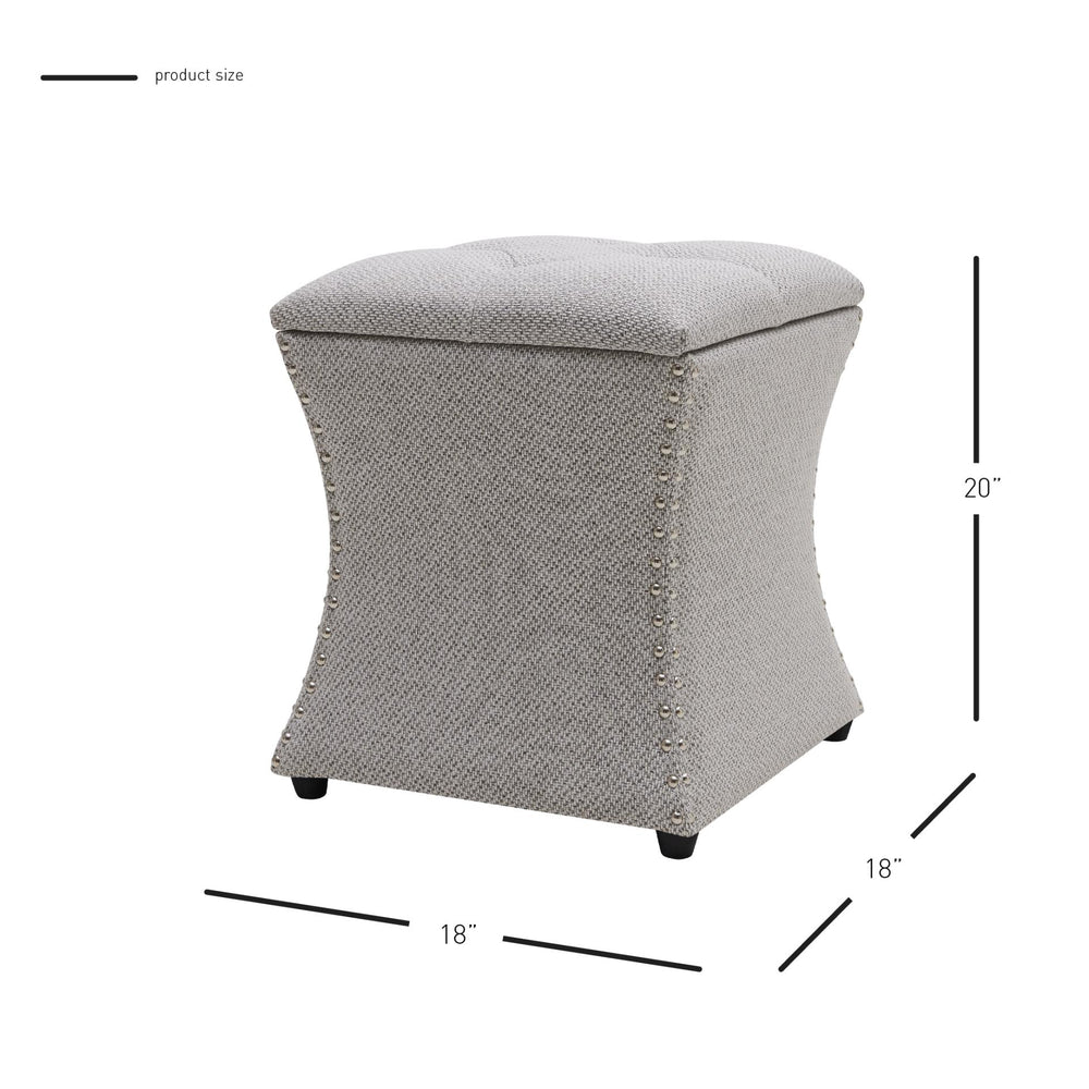 Amelia Fabric Nailhead Tufted Storage Ottoman - Cardiff Gray - view 2