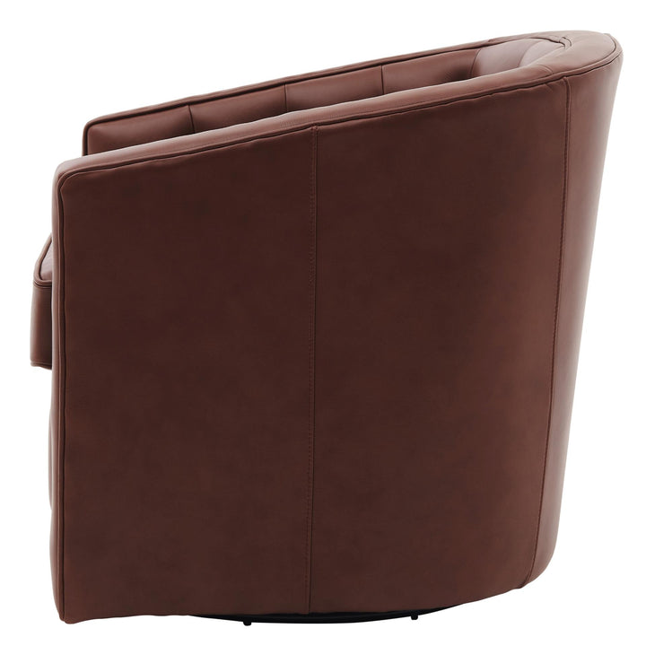 Walsh Top Grain Leather Swivel Accent Arm Chair - Garrett Brown - view 7