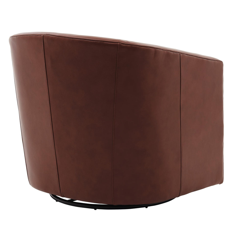 Walsh Top Grain Leather Swivel Accent Arm Chair - Garrett Brown - view 9