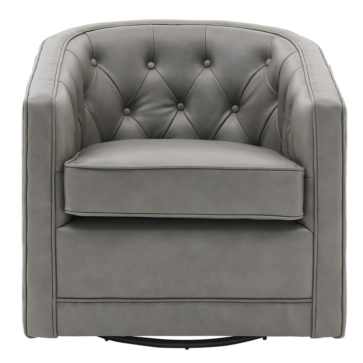 Walsh Top Grain Leather Swivel Accent Arm Chair - Garrett Gray - view 5